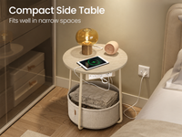 Thumbnail for ide Table with Charging Station Round End Table