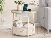 Thumbnail for ide Table with Charging Station Round End Table