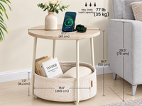 Thumbnail for Round Side Table with Fabric Basket