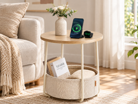 Thumbnail for Round Side Table with Fabric Basket