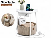 Thumbnail for VASAGLE Side Table with Charging Station