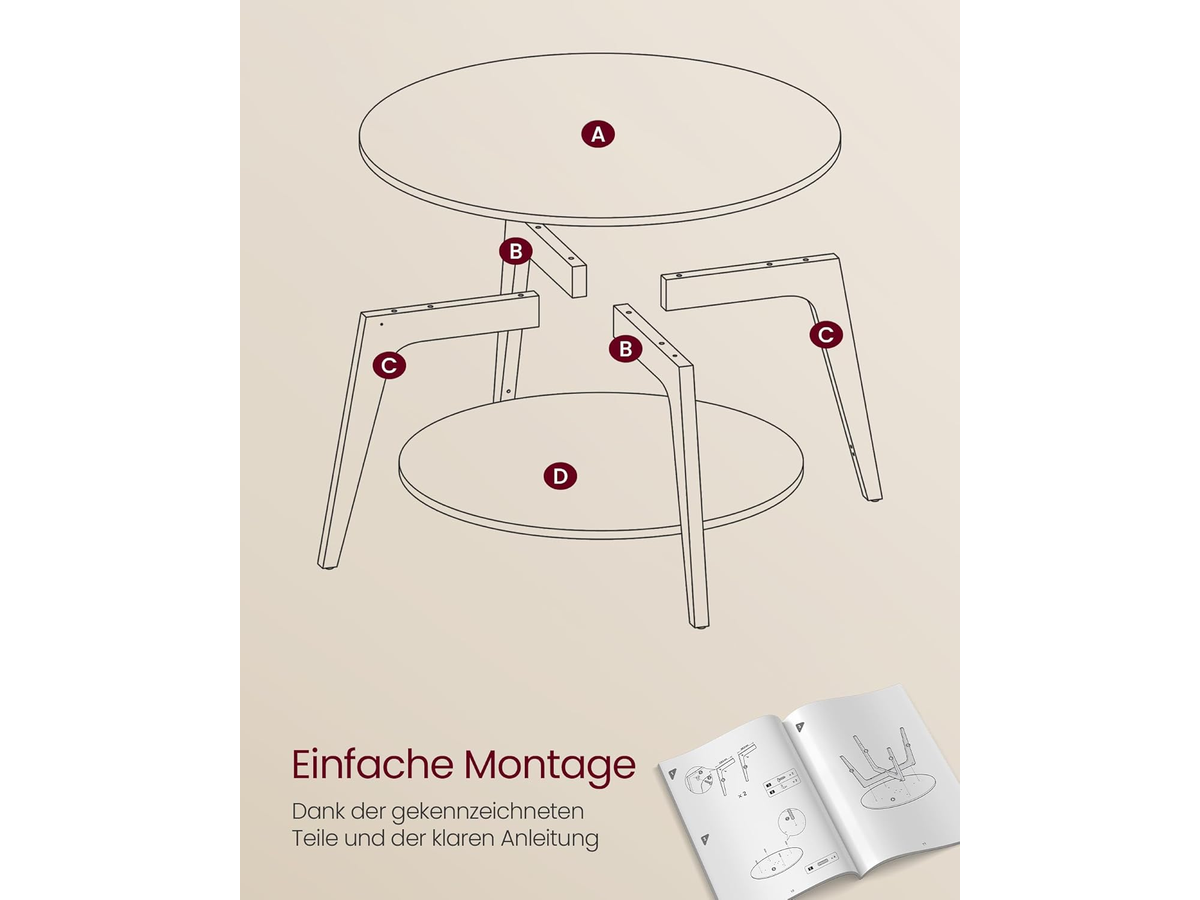 VASAGLE Round Coffee Table