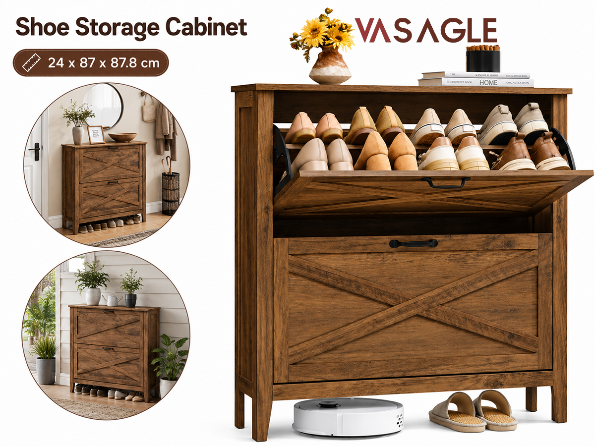 VASAGLE Shoe Storage Cabinet Organizer