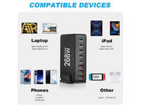 Thumbnail for 8 Port 260W USB C Charging Station GaN Fast Charging Hub