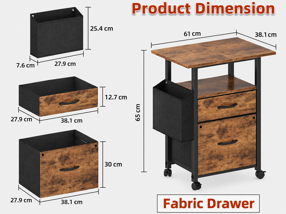 2 Drawer File Cabinet Mobile Filing Cabinet