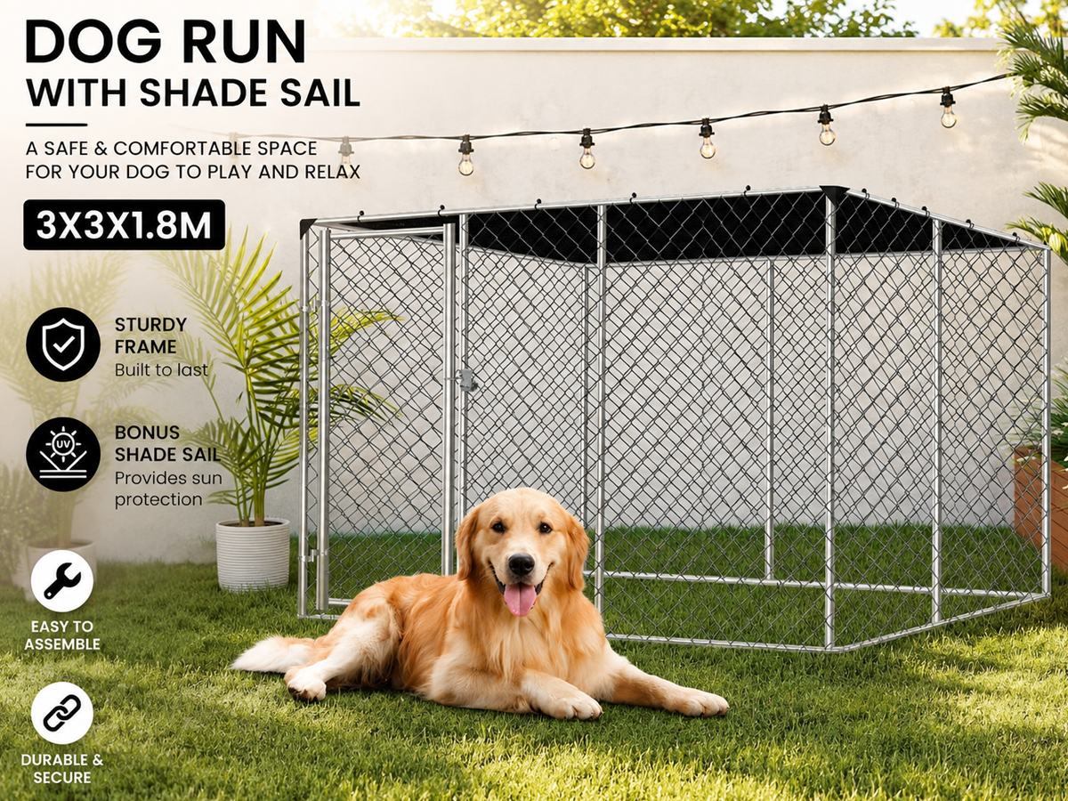 Outdoor Dog Run with Shade Sail