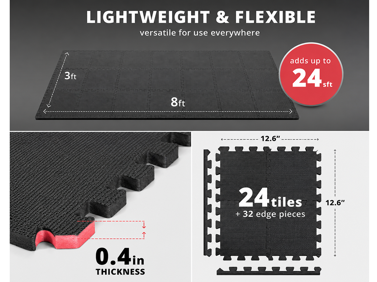 24 Pack EVA Foam Gym Interlocking Floor Puzzle Mats