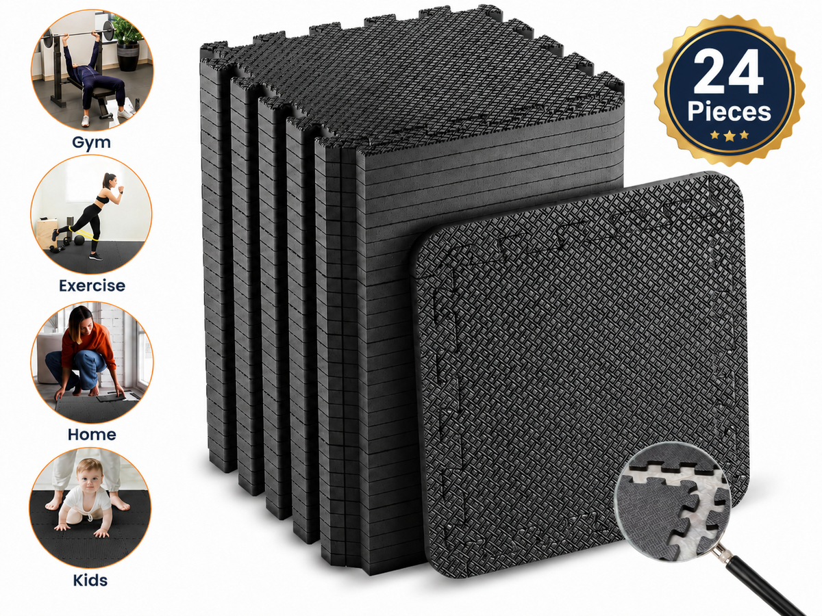 24 Pack EVA Foam Gym Interlocking Floor Puzzle Mats