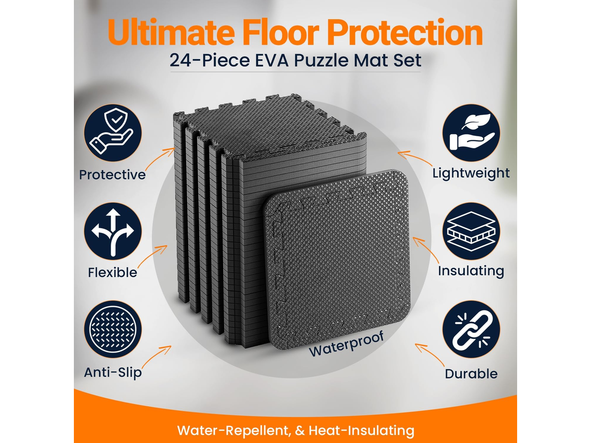 24 Pack EVA Foam Gym Interlocking Floor Puzzle Mats