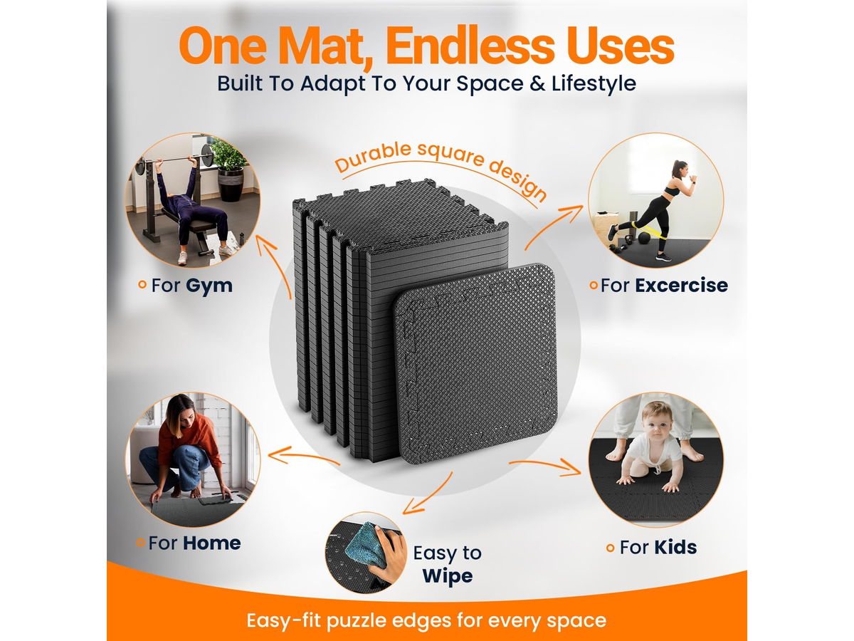 24 Pack EVA Foam Gym Interlocking Floor Puzzle Mats
