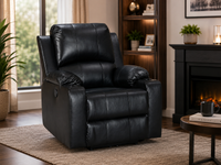 Thumbnail for Recliner Chair Leather Gel Black with Cup Holders