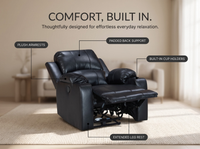 Thumbnail for Recliner Chair Leather Gel Black with Cup Holders
