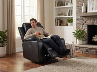 Thumbnail for Recliner Chair Leather Gel Black with Cup Holders