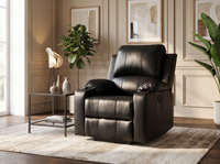 Thumbnail for Recliner Chair Leather Gel Black with Cup Holders