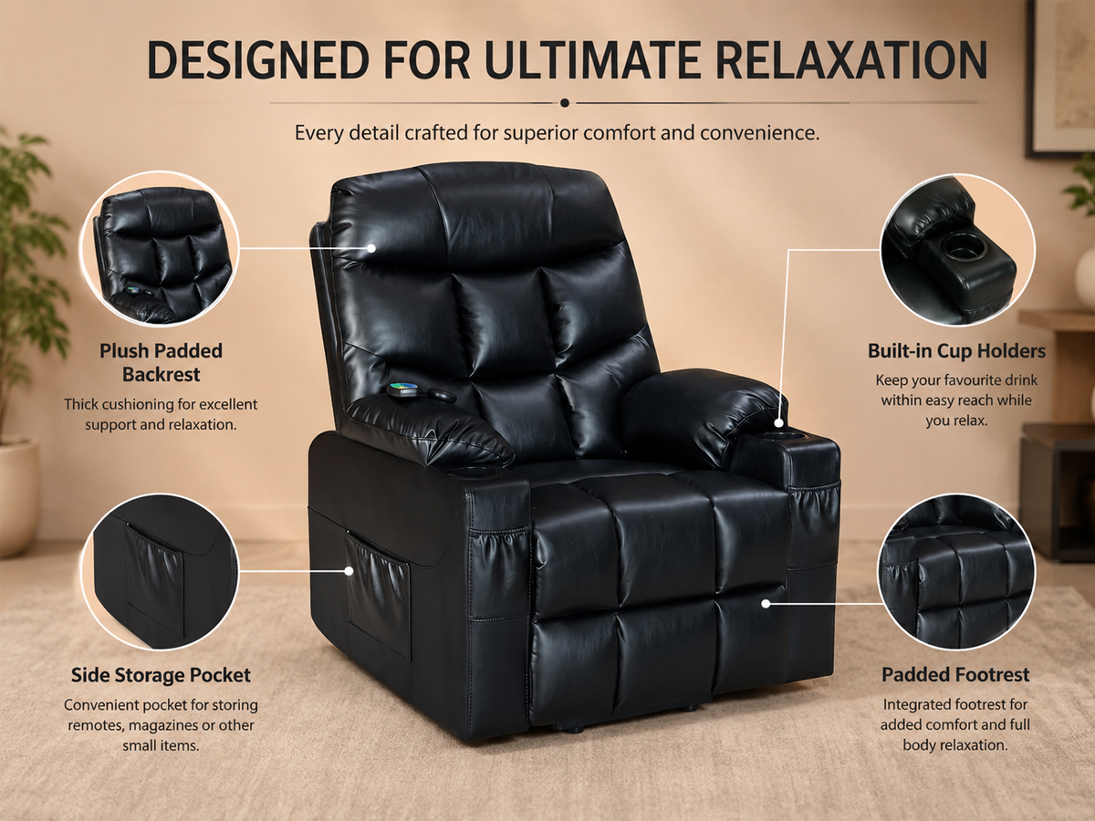 Recliner Chair with Massage Heat Electric Power Lift