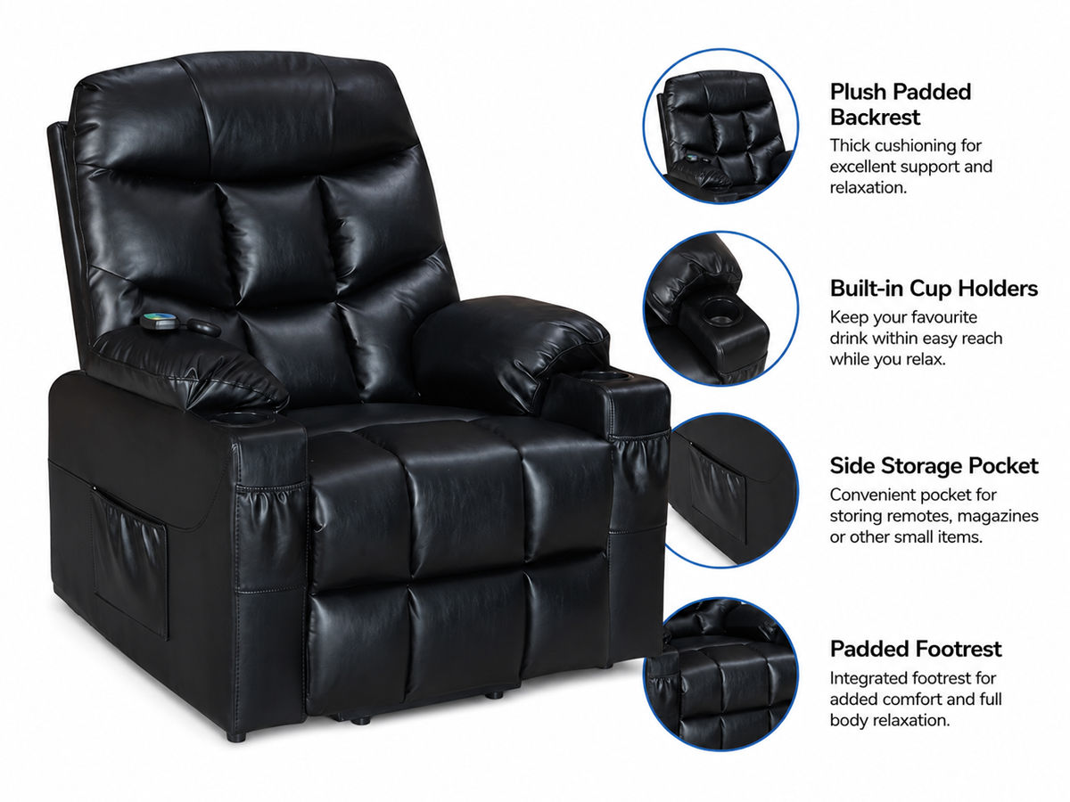 Recliner Chair with Massage Heat Electric Power Lift