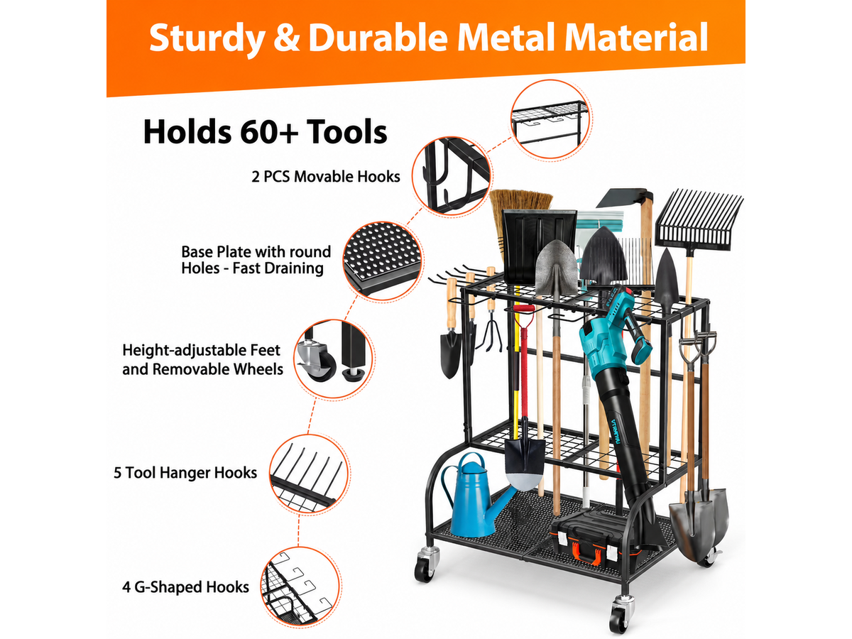 Garden Tool Organizer with Wheels