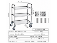 Thumbnail for Stainless Steel Trolley Kitchen Storage Trolley