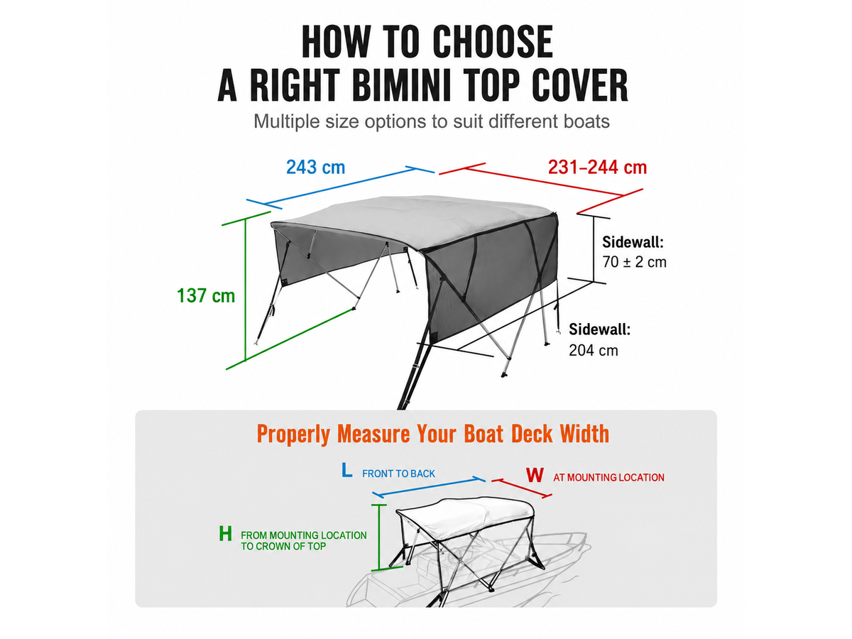 4 Bow Boat Bimini Top Cover 2.1-2.2M