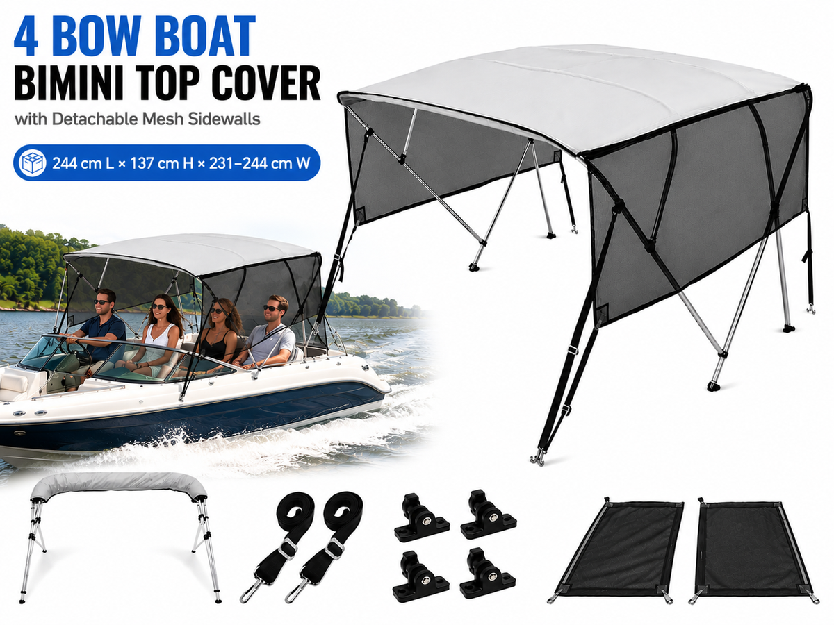 4 Bow Boat Bimini Top Cover 2.1-2.2M