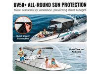 Thumbnail for 4 Bow Boat Bimini Top Cover 2.1-2.2M