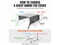 Thumbnail for 4 Bow Boat Bimini Top Cover 2.1-2.2M