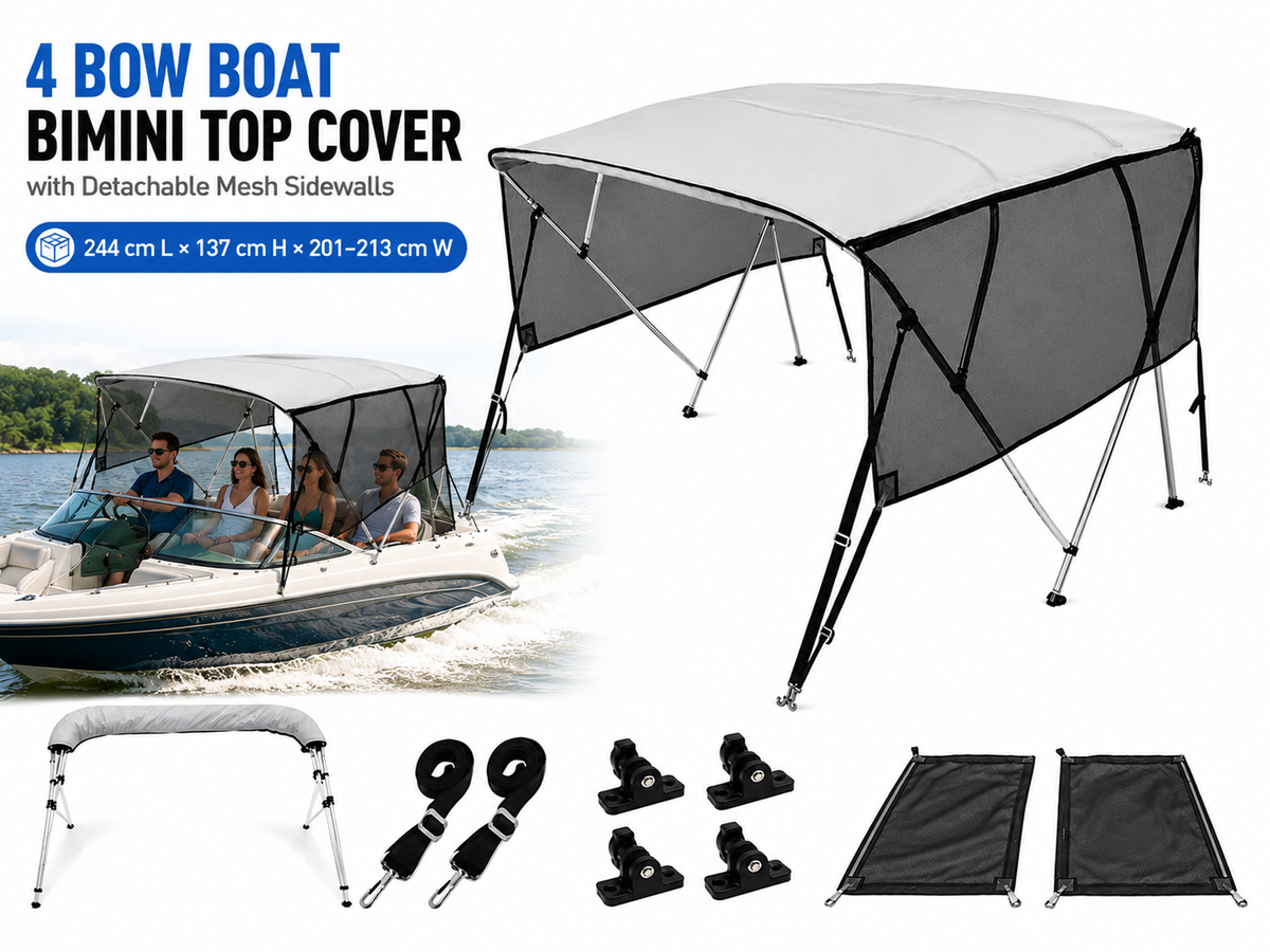 4 Bow Bimini Top Boat Cover 2.0-2.1M