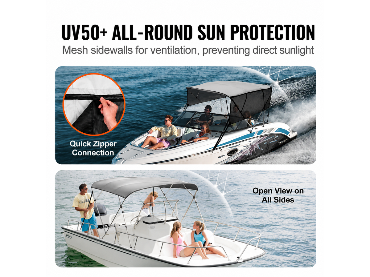 4 Bow Bimini Top Boat Cover 2.0-2.1M