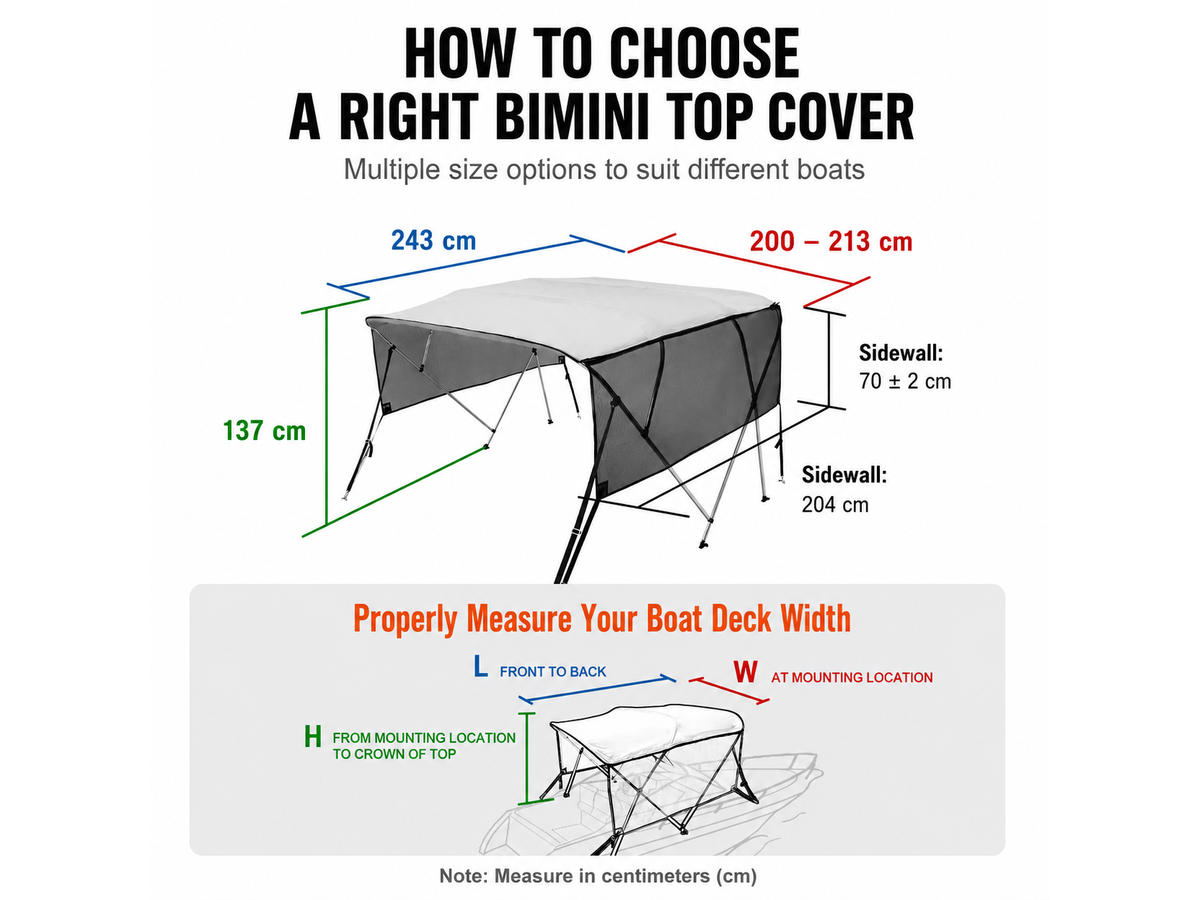 4 Bow Bimini Top Boat Cover 2.0-2.1M