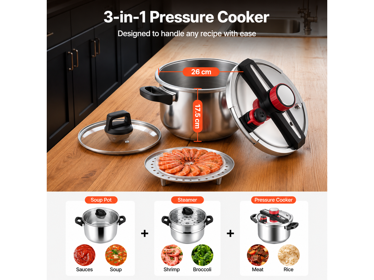Pressure Cooker with Steaming Rack