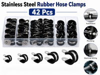 Thumbnail for Rubber Hose Clamps 42PCS Stainless Steel P Clips Assortment Kit