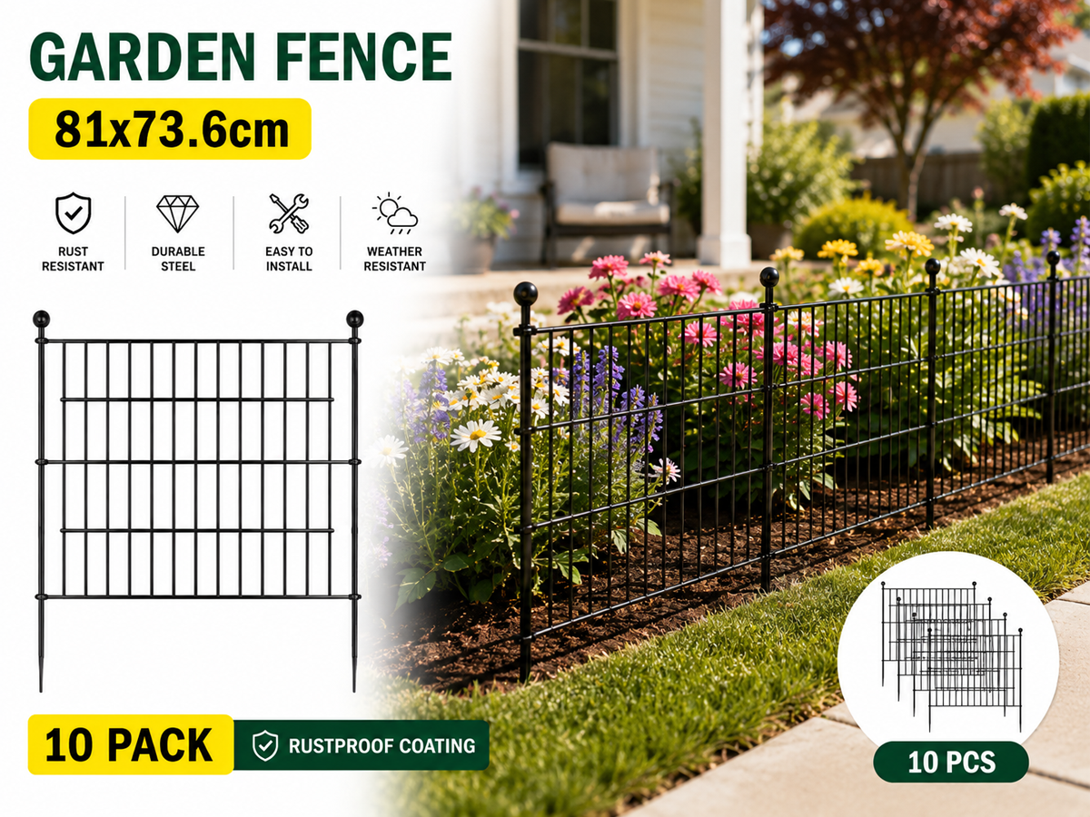 Metal Fence Panels 10 Pcs