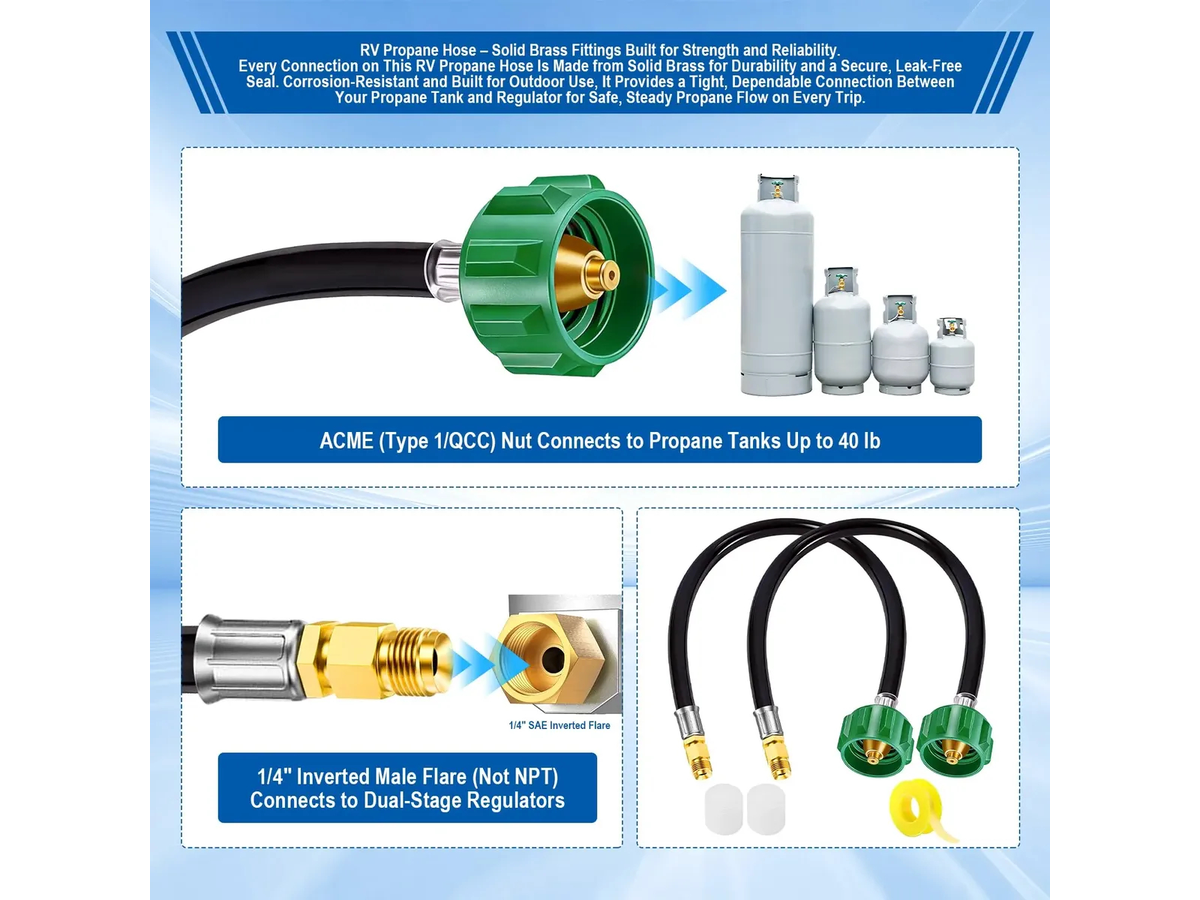 RV Propane Hose Dual Tank Connector