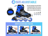 Thumbnail for Kids Adjustable Inline Skates with Light Up Wheels Size 33-37