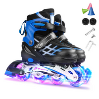 Thumbnail for Kids Adjustable Inline Skates with Light Up Wheels Size 33-37