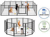 Thumbnail for Dog Playpen Pet Play Pen 12 Panel 80*80cm