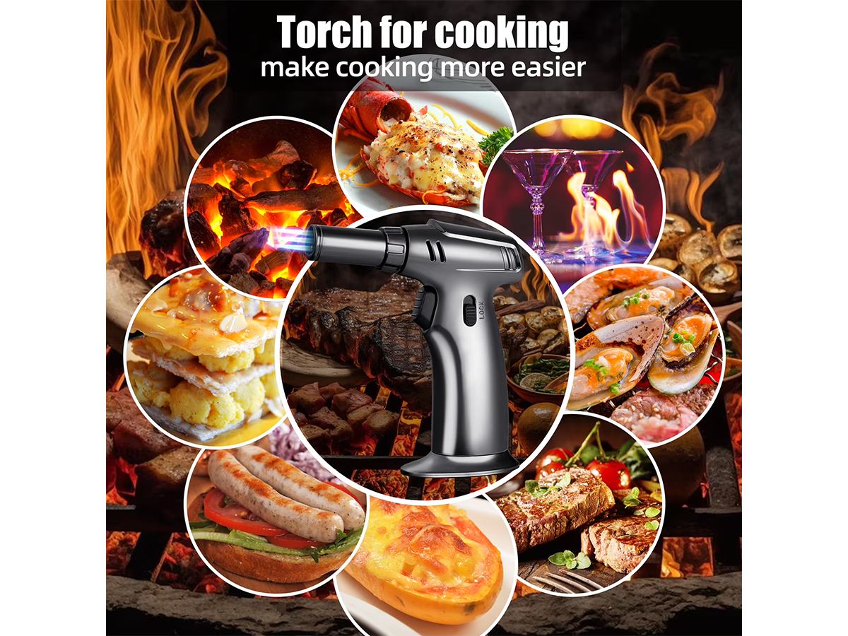 Butane Gas Blow Torch Adjustable Refillable Kitchen Torch