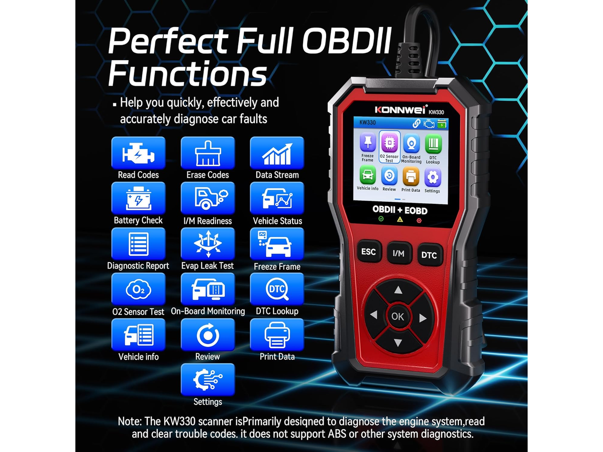 KONNWEI KW330 OBD2 Scanner with Battery Test