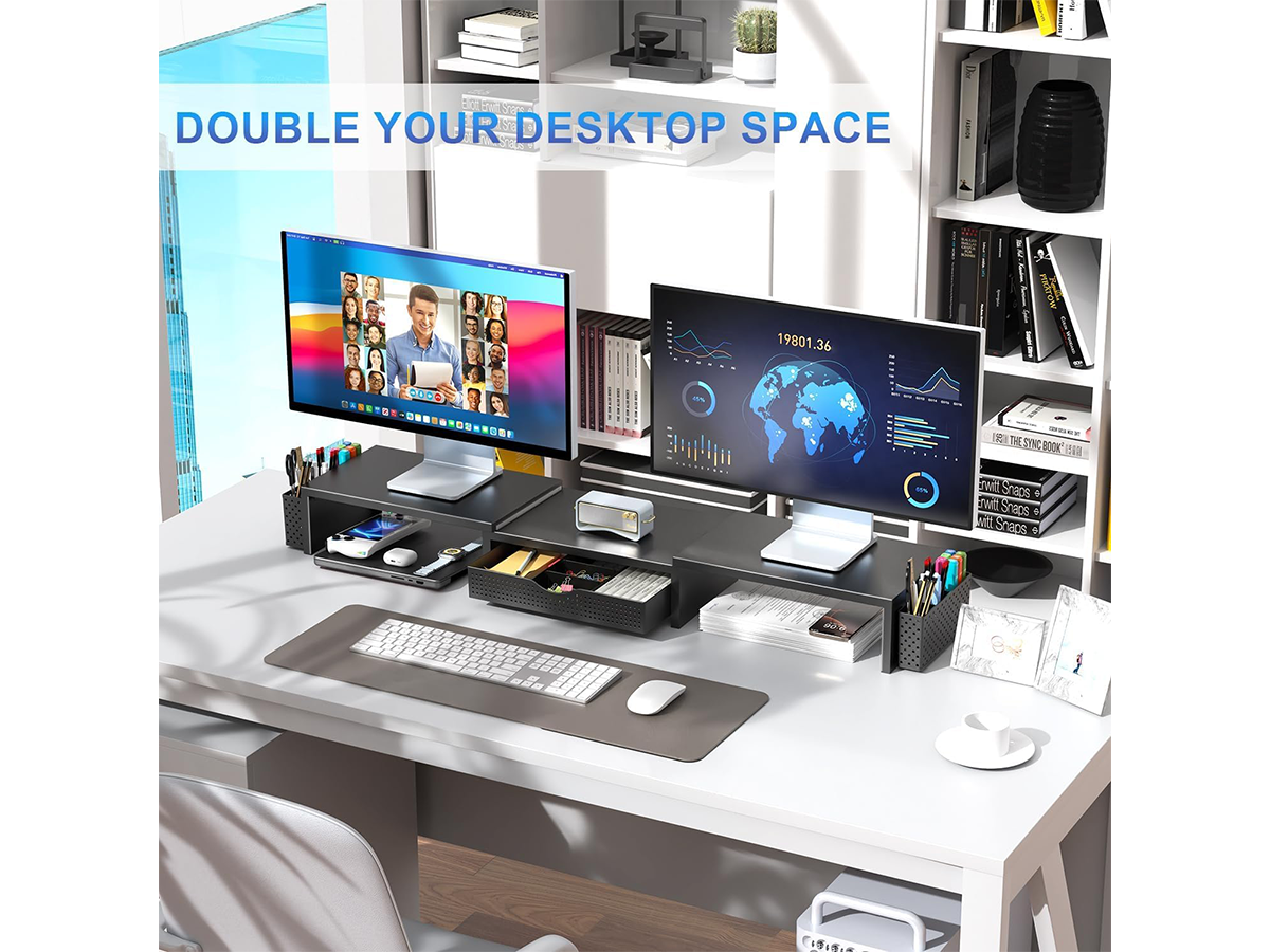 Modern Dual Monitor Laptop Stand with Adjustable Length