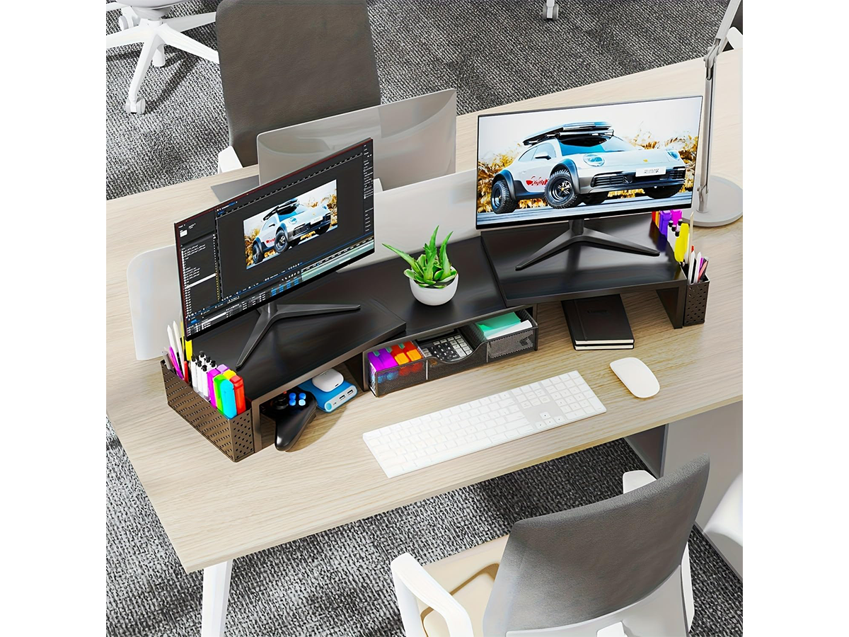 Modern Dual Monitor Laptop Stand with Adjustable Length