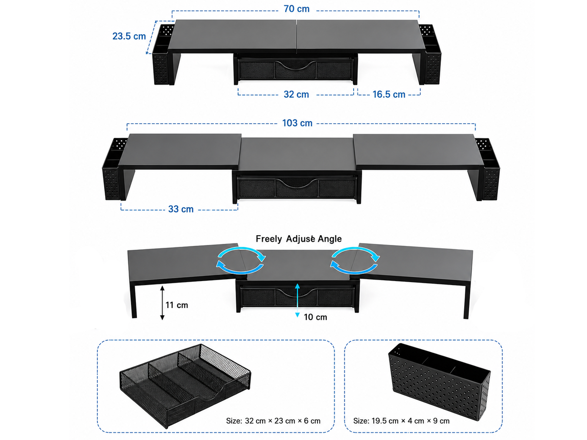 Modern Dual Monitor Laptop Stand with Adjustable Length