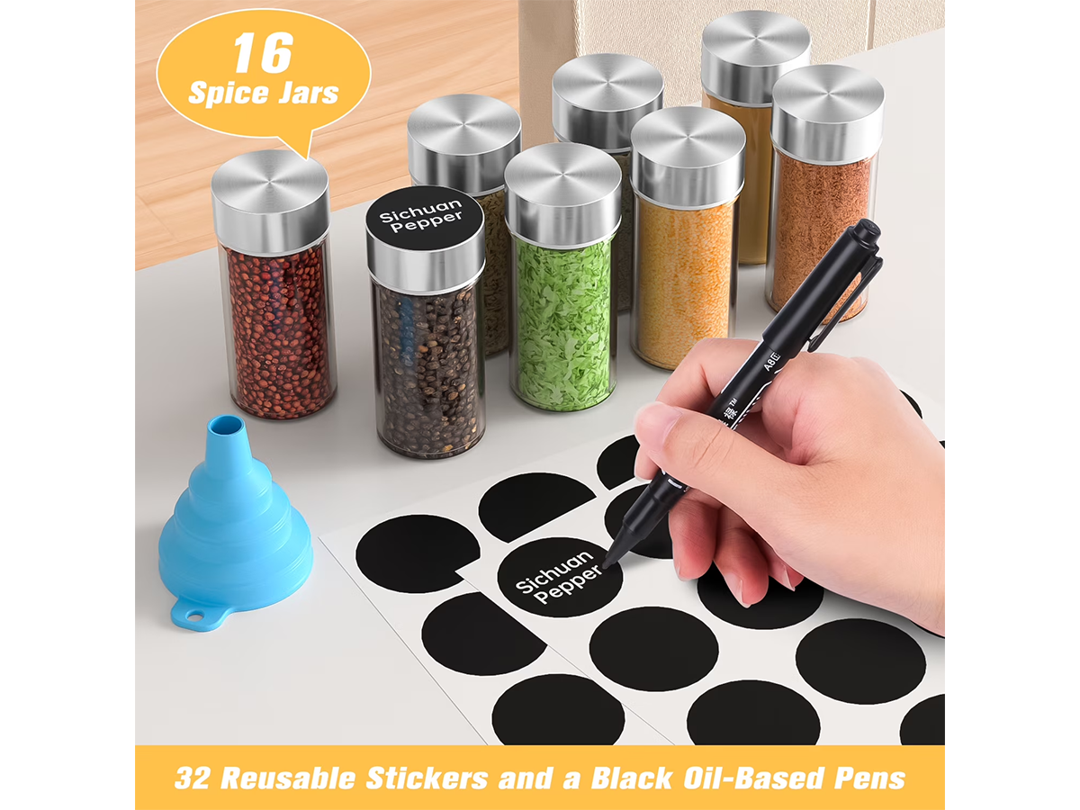Spice Rack Stand Carousel Rotating Glass 16 Jars