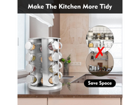 Thumbnail for Spice Rack Stand Carousel Rotating Glass 16 Jars