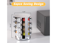 Thumbnail for Spice Rack Stand Carousel Rotating Glass 16 Jars