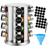 Thumbnail for Spice Rack Stand Carousel Rotating Glass 16 Jars