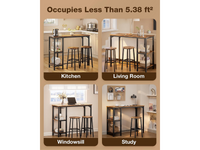 Thumbnail for Bar Table and Stools Set Dining Desk Kitchen Chairs