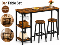 Thumbnail for Bar Table and Stools Set Dining Desk Kitchen Chairs