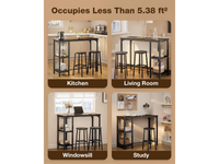 Thumbnail for Bar Table and Stools Set Dining Desk Kitchen Chairs