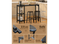 Thumbnail for Bar Table and Stools Set Dining Desk Kitchen Chairs