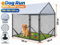 Thumbnail for Dog Run Outdoor Kennel with Roof Cover